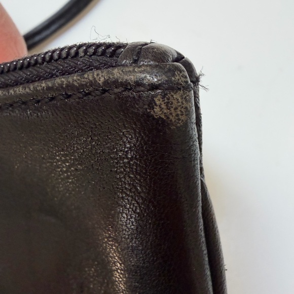 Coach Black Leather Mini Wristlet Pouch Zip Wallet - Picture 4 of 8